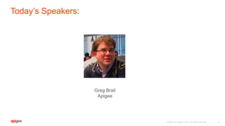 Today’s Speakers:
3©2008-16 Apigee Corp. All rights reserved.
Greg Brail
Apigee
 