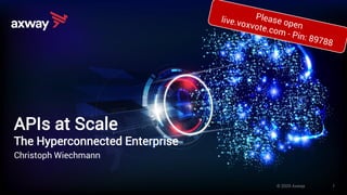 APIs at Scale
The Hyperconnected Enterprise
Christoph Wiechmann
© 2020 Axway 1
 