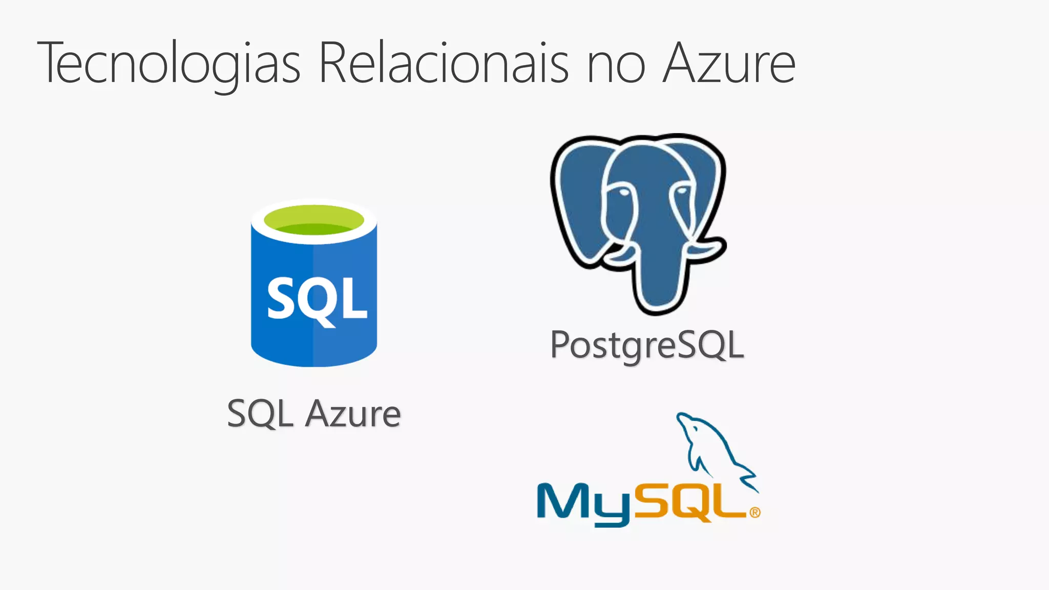 Tecnologias Relacionais no Azure
SQL Azure
PostgreSQL
 