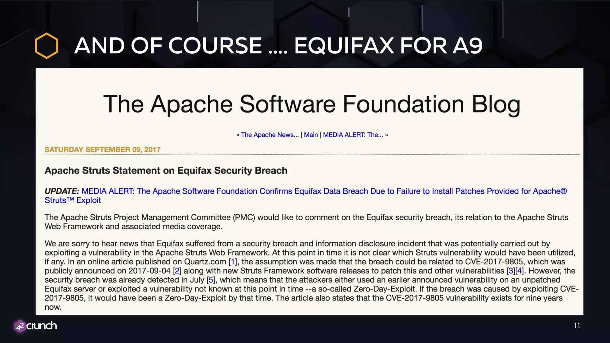 AND OF COURSE …. EQUIFAX FOR A9 11 