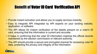 Vote Secure Verification API Seva Provide Voter ID Card Verification API Service in India.pptx
