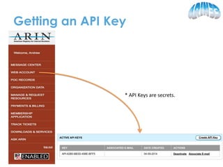 ARIN API Software and Development Toolkit | PPTX