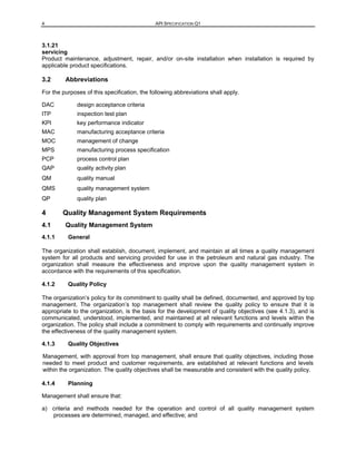 Quality Specifications Specification for Quality management System For Oil & Gas | PDF