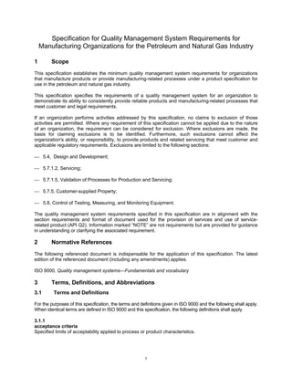 Specification for Quality management System For Oil & Gas | PDF
