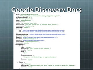 Google Discovery Docs
 