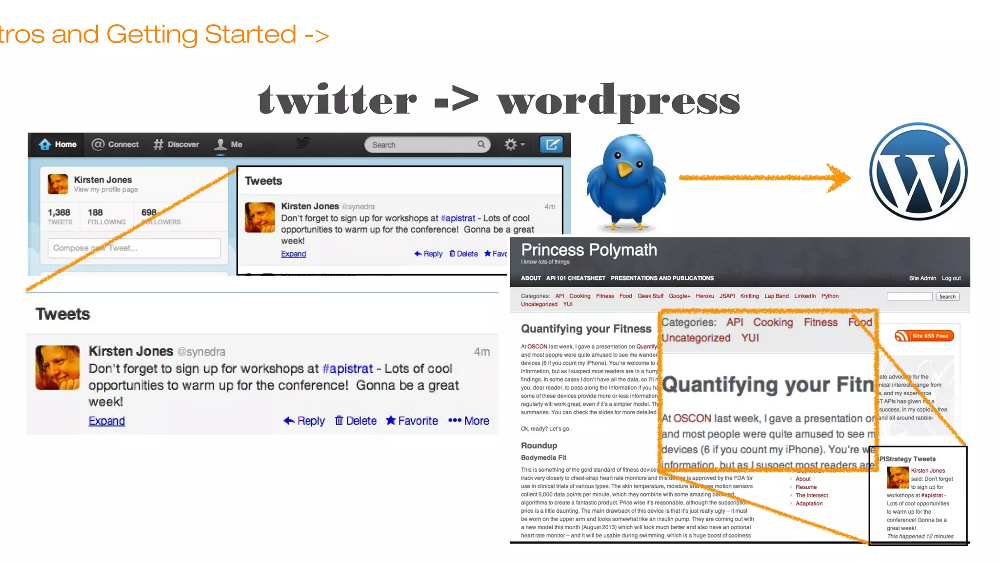 tros and Getting Started ->

twitter -> wordpress

 