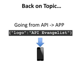 Back on Topic…
Going from API -> APP

 