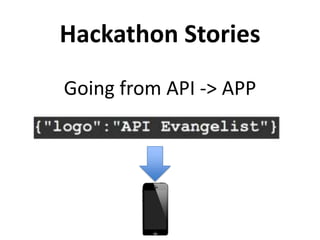 Hackathon Stories
Going from API -> APP

 