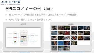 8
API : Uber
• API Uber API
• API
Source: https://techcrunch.com/2016/06/07/software-is-eating-the-world-5-years-later/Source: https://developer.uber.com/showcase
API API
 