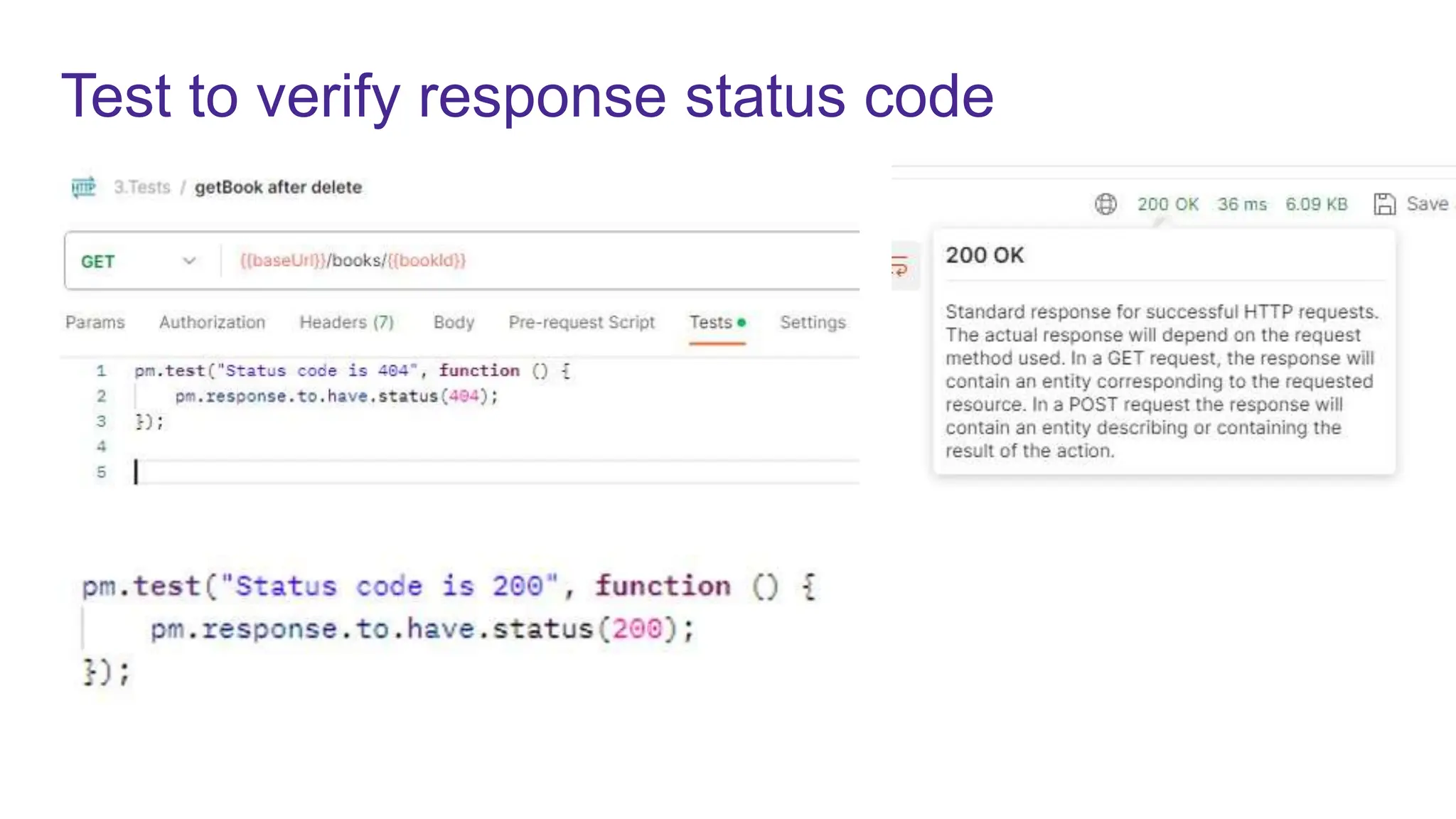Test to verify response status code
 