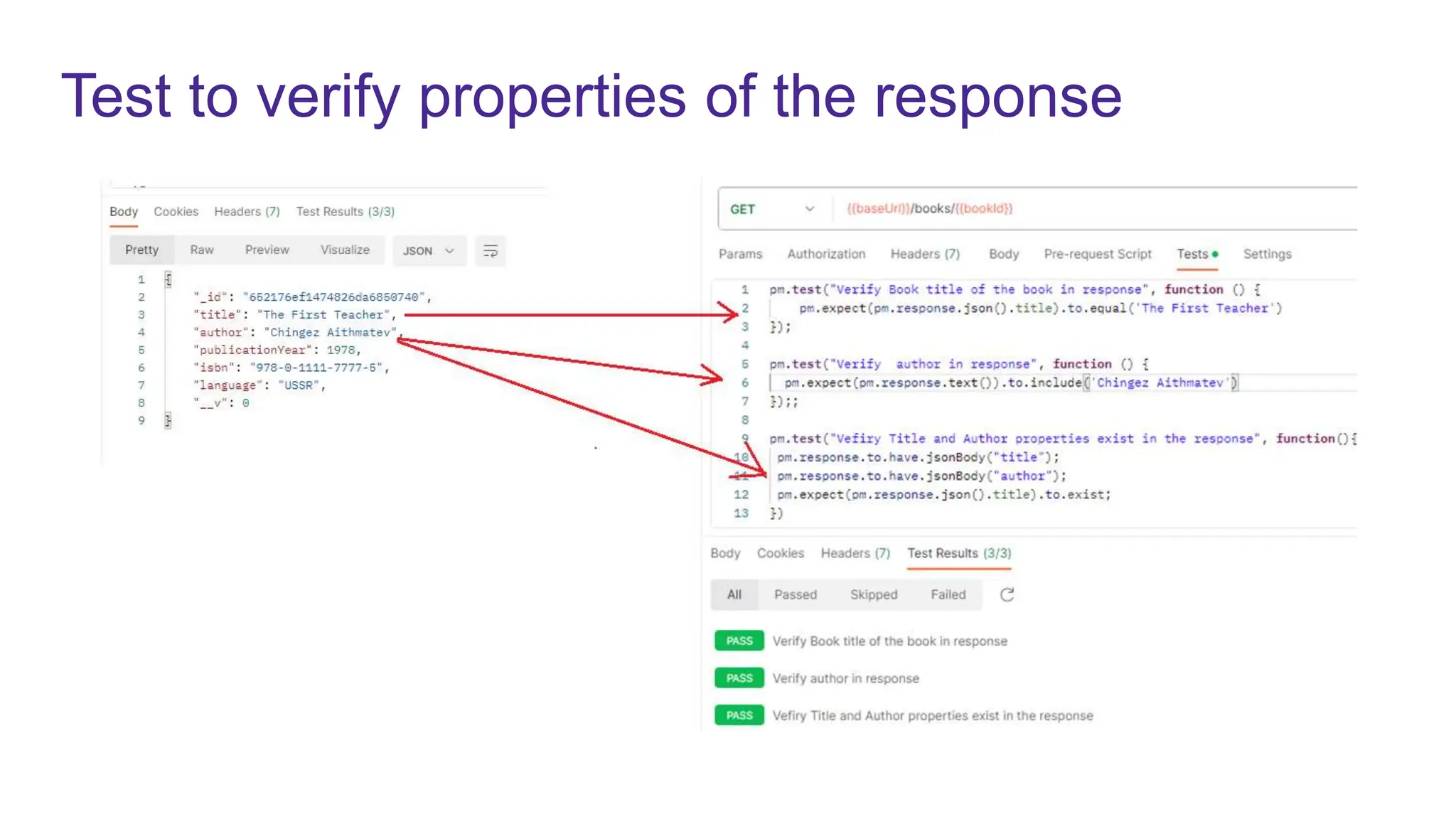 Test to verify properties of the response
 