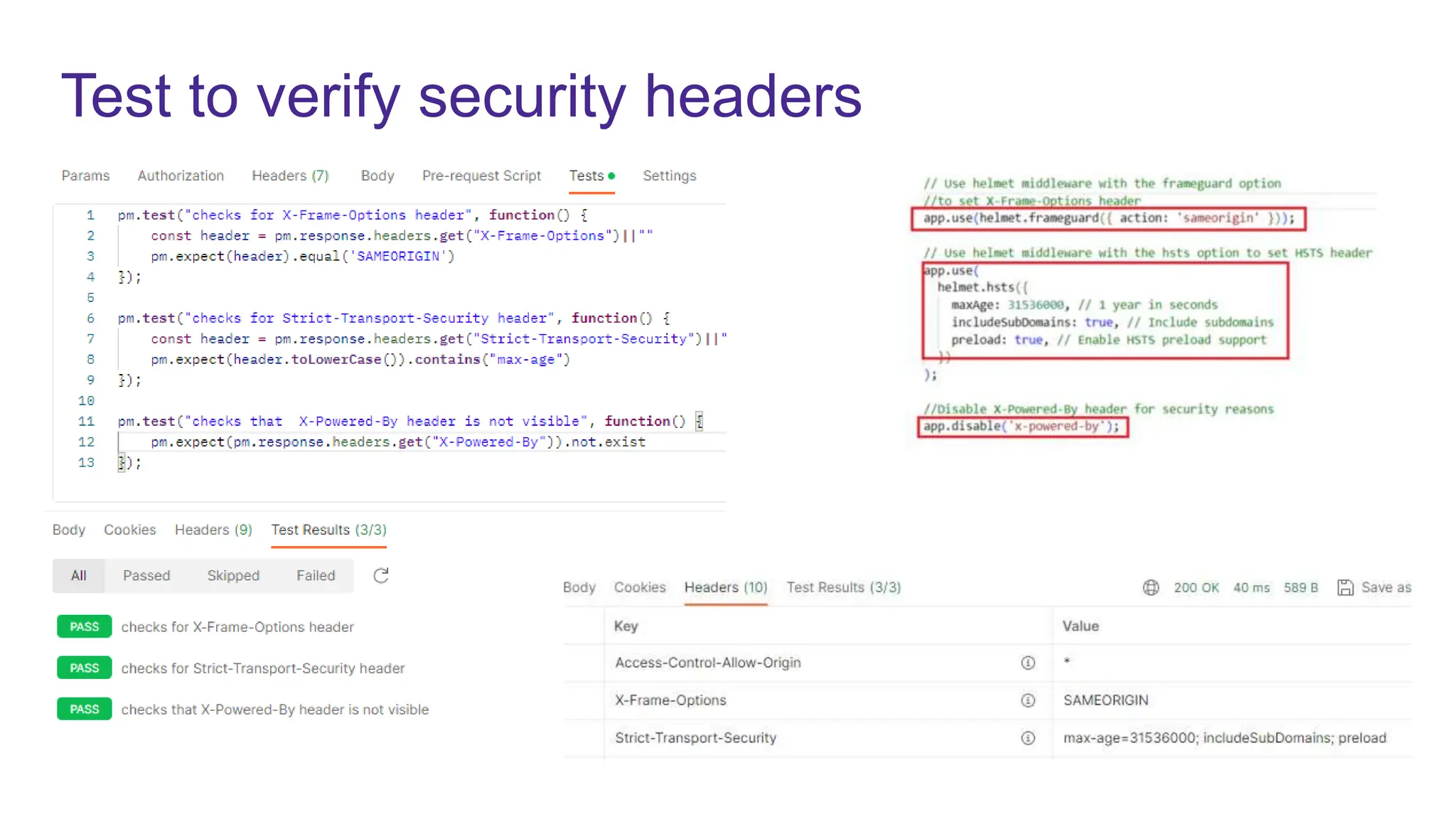 Test to verify security headers
 