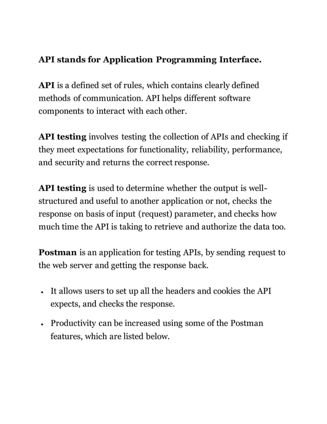 Api testing bible using postman | DOCX | Web Development | Internet