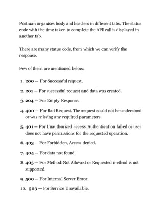 Api testing bible using postman | DOCX | Web Development | Internet