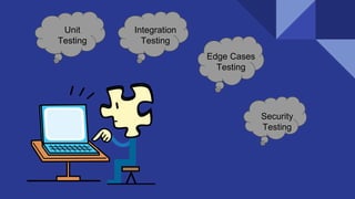Integration
Testing
Edge Cases
Testing
Security
Testing
Unit
Testing
 