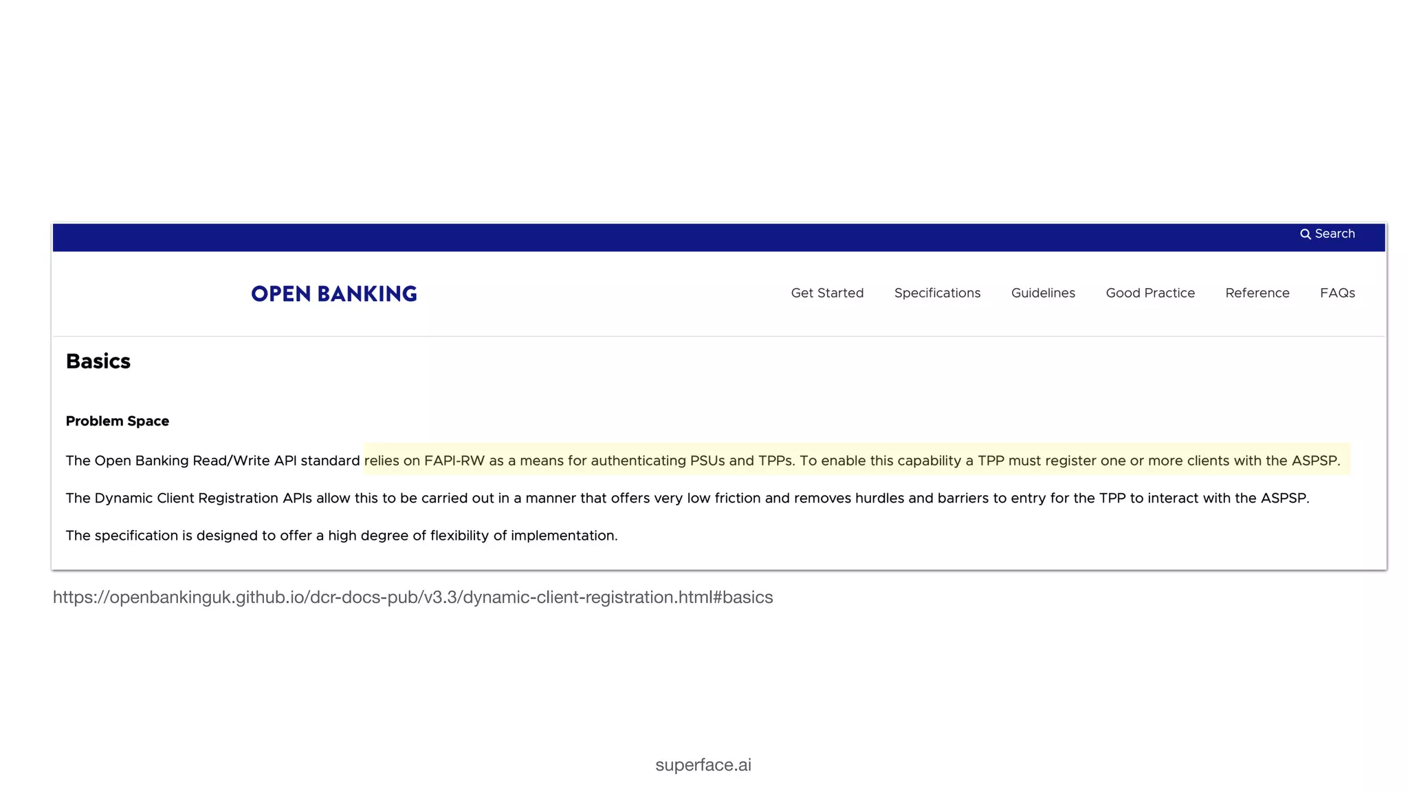 https://openbankinguk.github.io/dcr-docs-pub/v3.3/dynamic-client-registration.html#basics superface.ai 