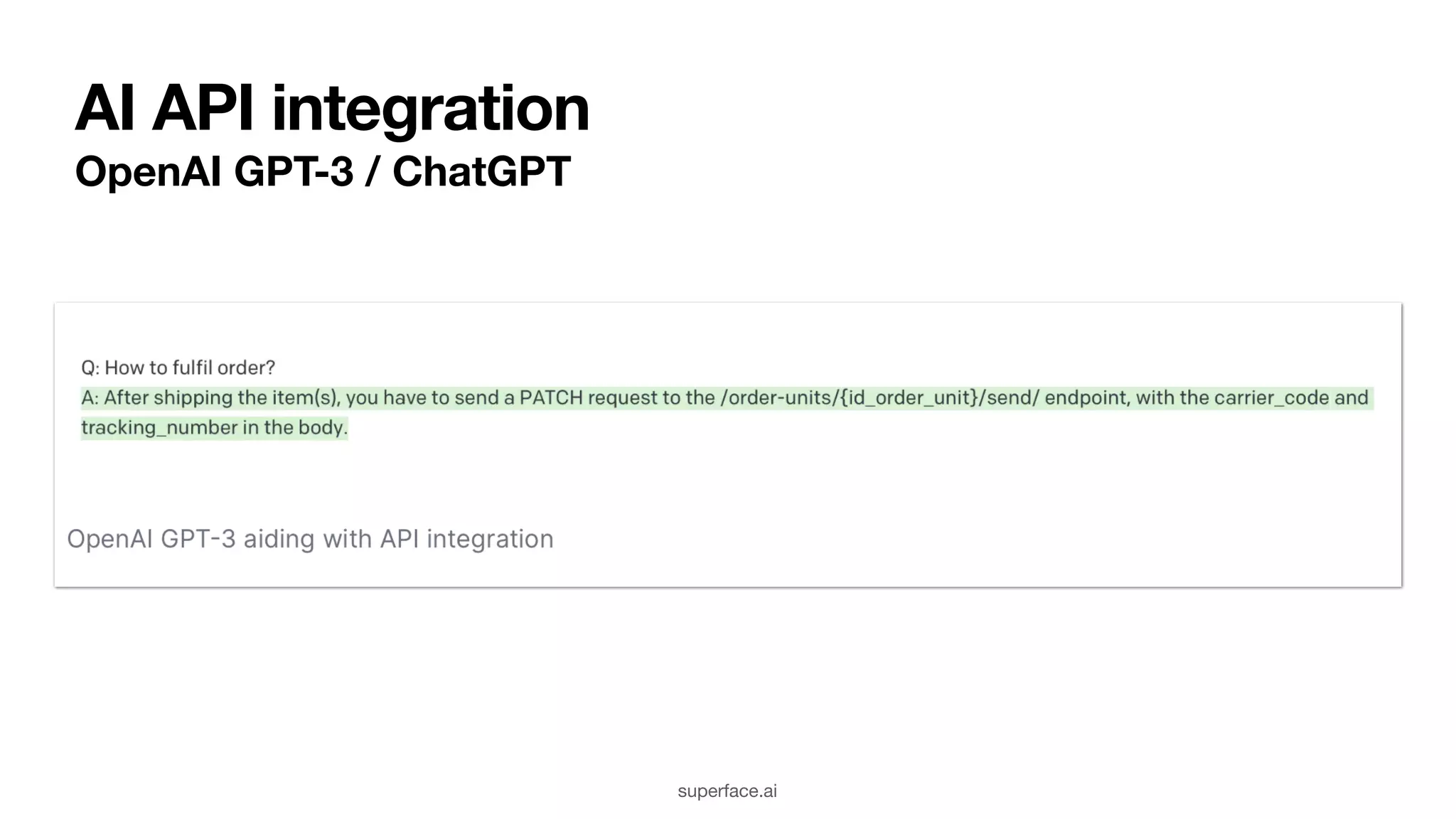 AI API integration OpenAI GPT-3 / ChatGPT superface.ai 