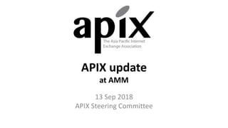 APIX	update
at	AMM
13	Sep	2018
APIX	Steering	Committee
 