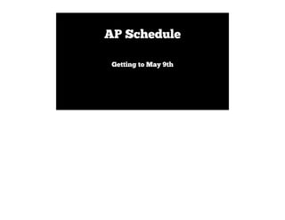 Getting to May 9th
AP Schedule
 
