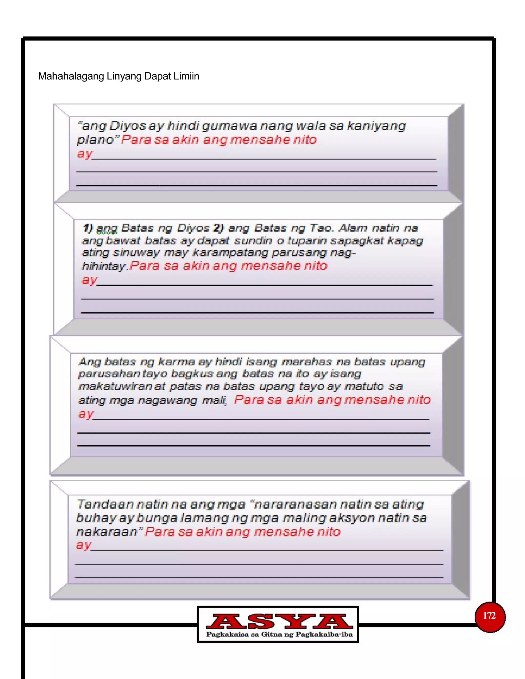 Mahahalagang Linyang Dapat Limiin
172
 