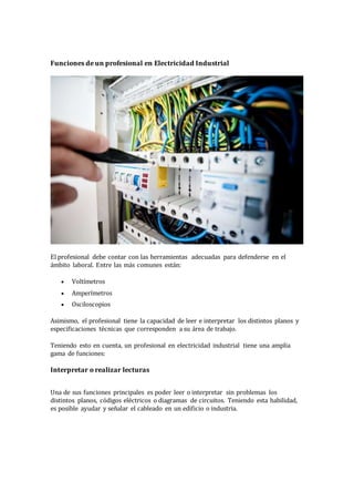 ELECTROTECNIA - Herramientas para un electricista profesional.