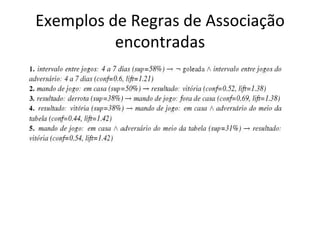Exemplos de Regras de Associação encontradas 
