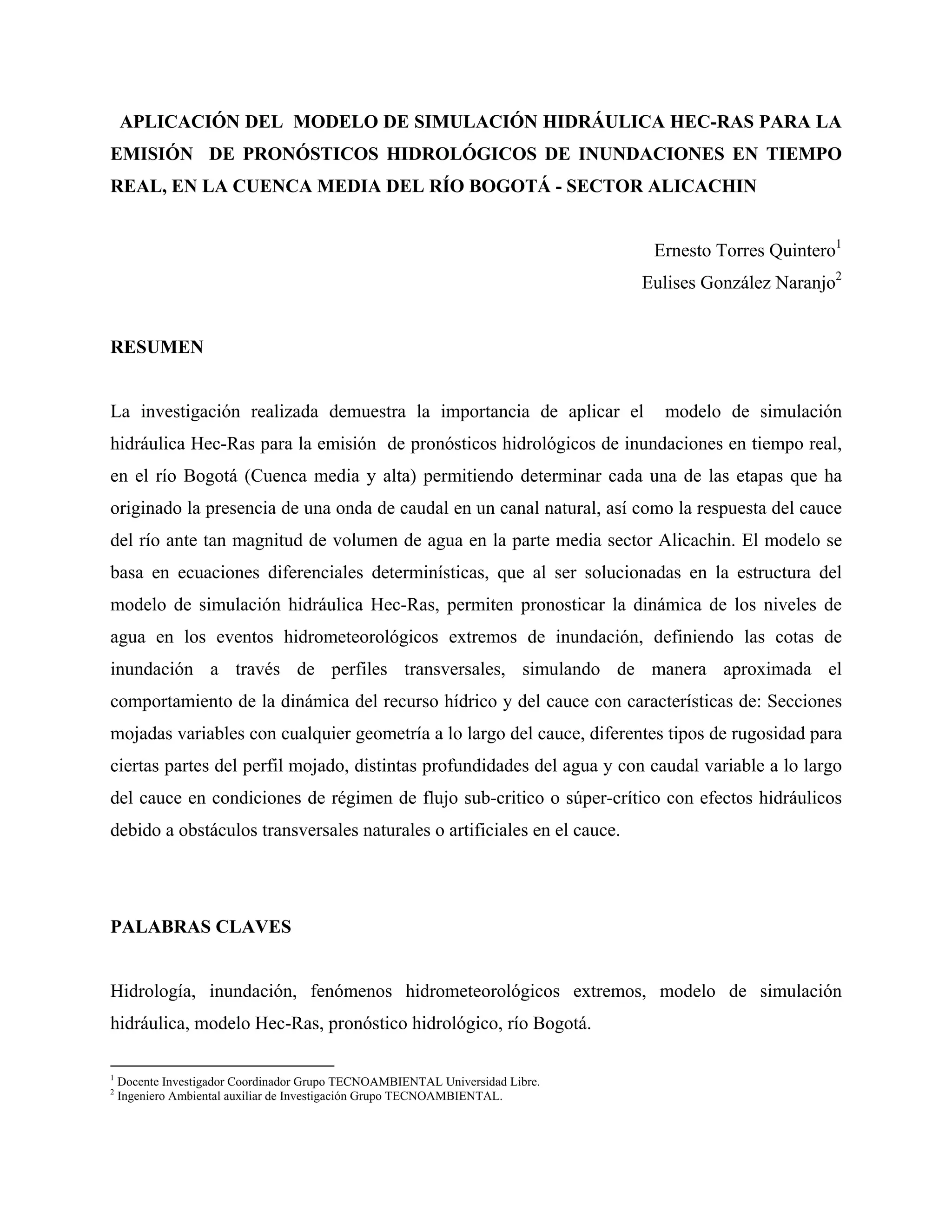 Aplicación del modelo de simulacion hidráulica hec ras PDF