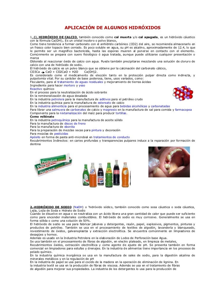 Aplicación de los hidróxidos