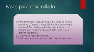 Aplicación del subrayado, sumillado y notas al margen del texto. | PPTX