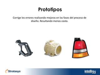 Prototipos
Corrige los errores realizando mejoras en las fases del proceso de
diseño. Resultando menos costo.
 