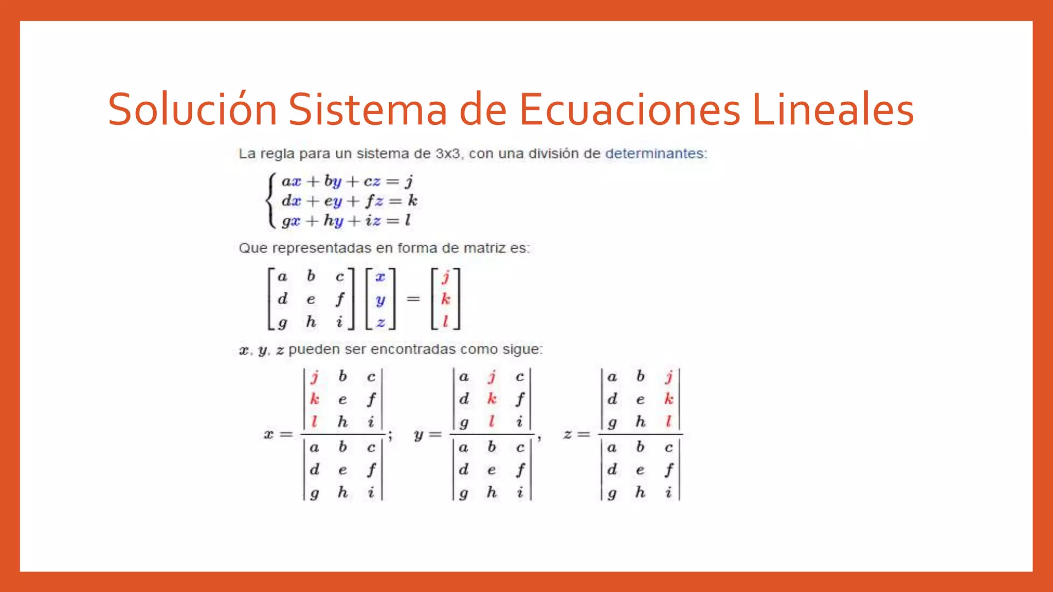 Solución Sistema de Ecuaciones Lineales