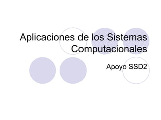 Aplicaciones de los Sistemas Computacionales Apoyo SSD2 