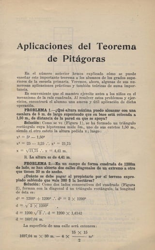 Aplicaciones del teorema de pitagoras