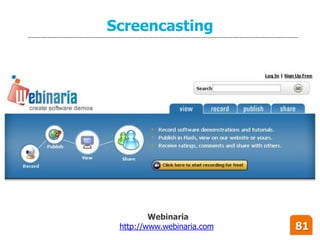Screencasting




         Webinaria
 http://www.webinaria.com   81
 
