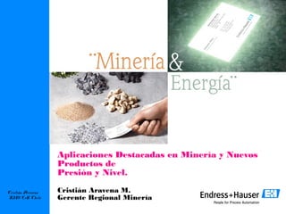 Cristián Aravena
RIM E+H Chile
Aplicaciones Destacadas en Minería y Nuevos
Productos de
Presión y Nivel.
Cristián Aravena M.
Gerente Regional Minería
 