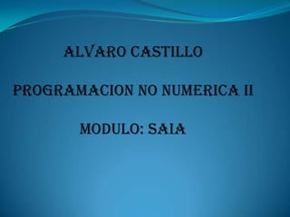 ALVARO CASTILLO

PROGRAMACION NO NUMERICA II

       MODULO: SAIA
 