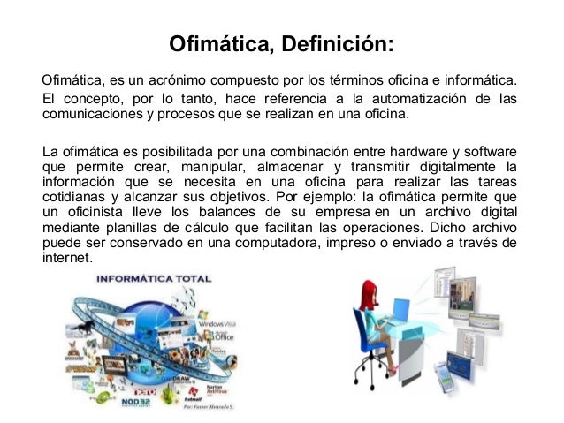 Resultado de imagen para definicion de ofimatica
