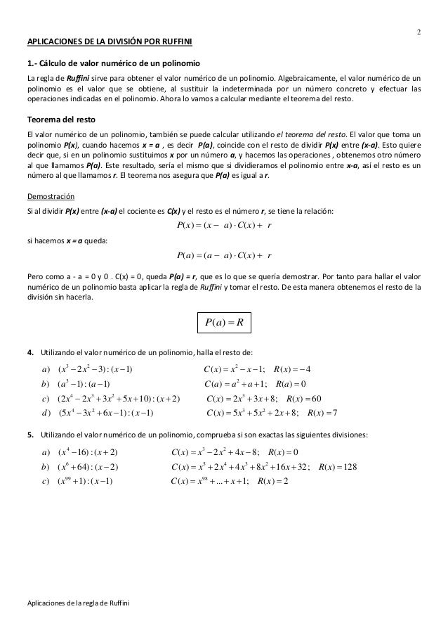 Aplicaciones Ruffini