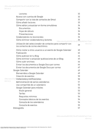 Caivano, Romina Marcela. Aplicaciones Web 2.0: Google Docs. Argentina: Eduvim - Editorial Universitaria Villa María, 2009. ProQuest ebrary. Web. 14 May 2015.
Copyright © 2009. Eduvim - Editorial Universitaria Villa María. All rights reserved.
 
