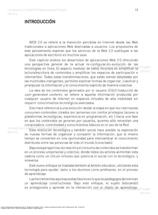 Caivano, Romina Marcela. Aplicaciones Web 2.0: Google Docs. Argentina: Eduvim - Editorial Universitaria Villa María, 2009. ProQuest ebrary. Web. 14 May 2015.
Copyright © 2009. Eduvim - Editorial Universitaria Villa María. All rights reserved.
 