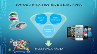 MULTIFUNCIONALITAT
Connexió a
Internet
Tipus de
apps
Telèfon
Intel·ligent
CARACTERÍSTIQUES DE LES APPS
 