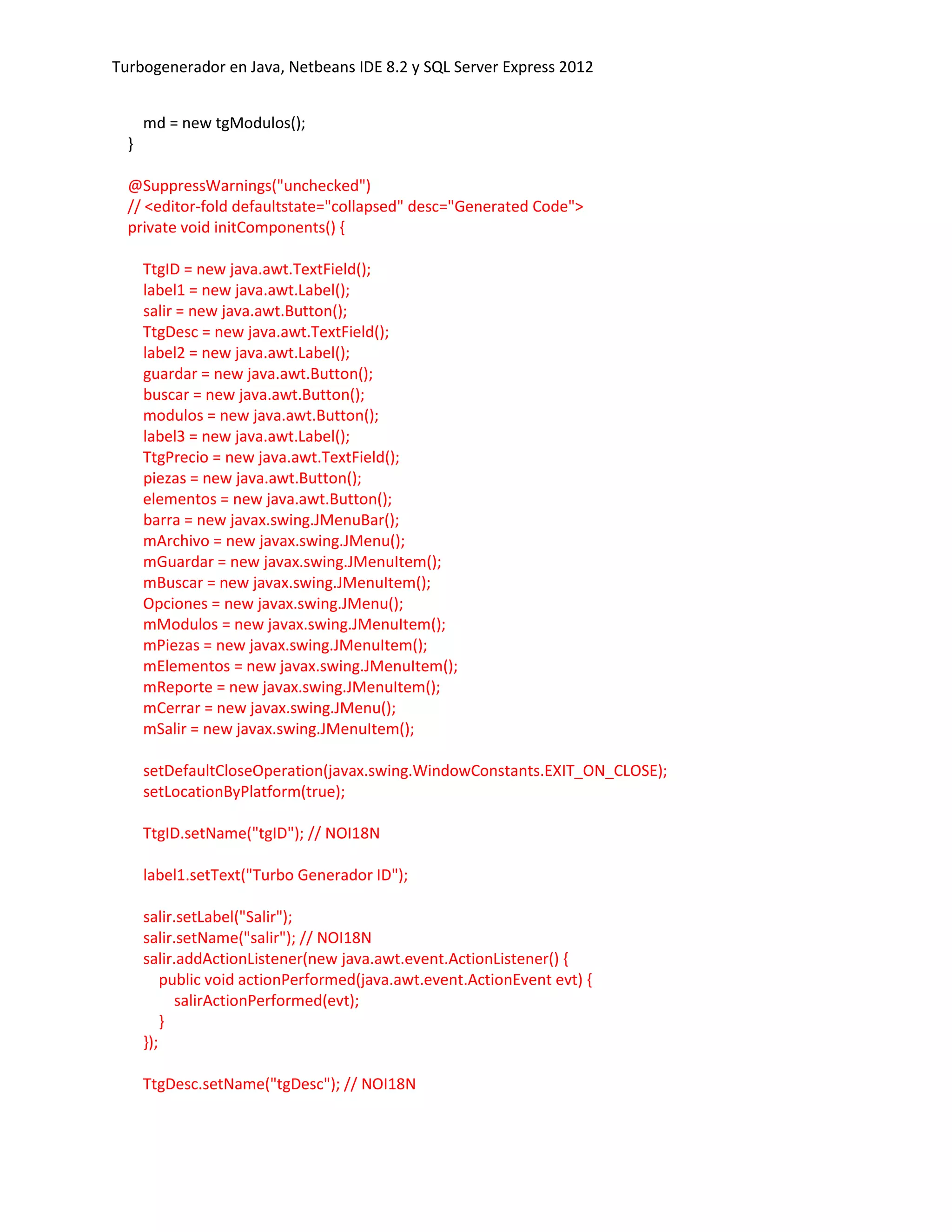 Aplicacion turbogenerador java | PDF