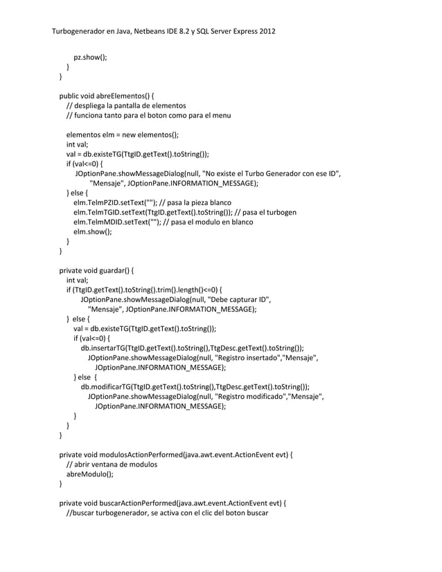 Aplicacion turbogenerador java | PDF