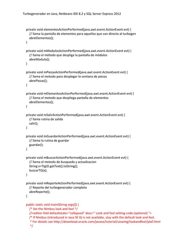 Aplicacion turbogenerador java | PDF