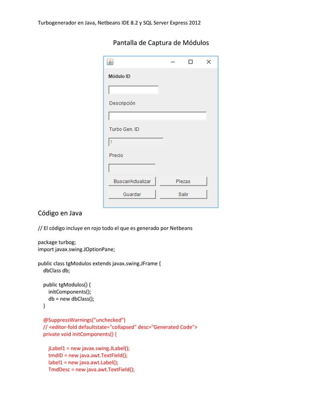 Aplicacion turbogenerador java | PDF