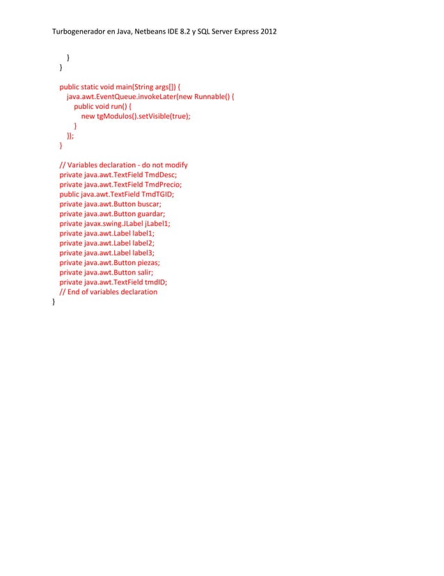 Aplicacion turbogenerador java | PDF