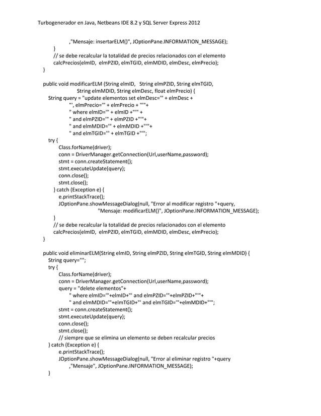Aplicacion turbogenerador java | PDF