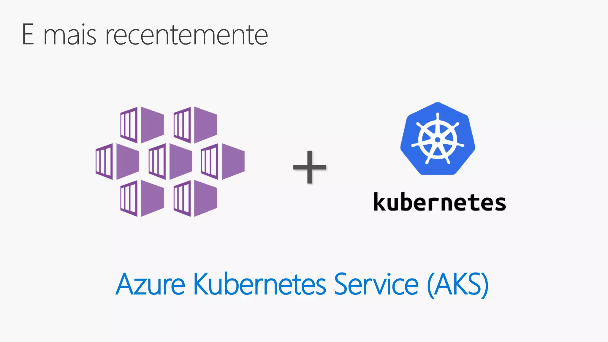 E mais recentemente
Azure Kubernetes Service (AKS)
+
 