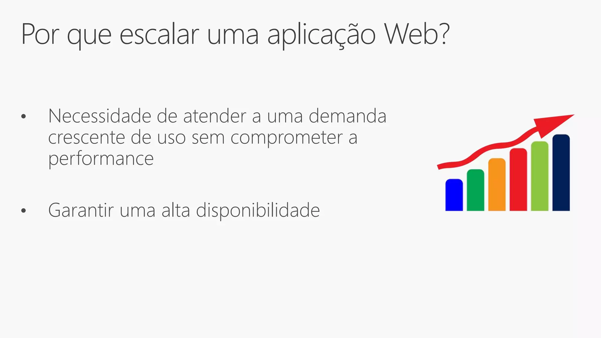 Por que escalar uma aplicação Web?
• Necessidade de atender a uma demanda
crescente de uso sem comprometer a
performance
• Garantir uma alta disponibilidade
 