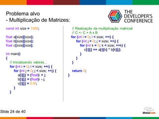 Globalcode – Open4education
Slide 24 de 40
Problema alvo
- Multiplicação de Matrizes:
 